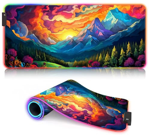 Mauspad Gaming Carnation RGB Game Mouse Pad (23,6 x 13,8 x 0,12 Zoll) Erweitertes Mauspad Gaming Großes großes Mauspad rutschfeste Gummimatte 9 statische Farben und 3 dynamische