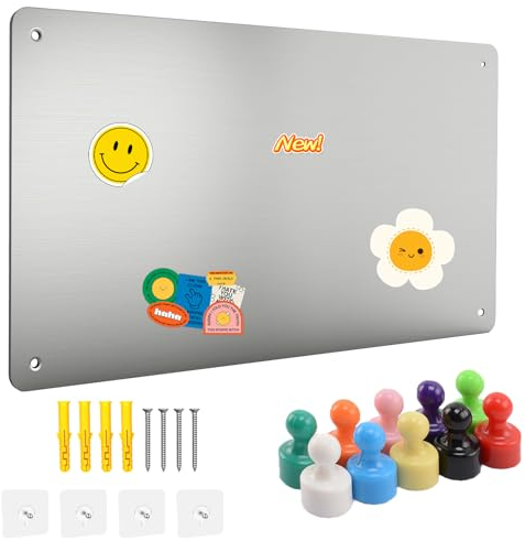 42 X 30 Cm Magnetboard Memoboard Küche, Metall Magnettafel Küche Für Magnete, Magnetische Pinnwand Groß Mit 20 Starken Magnetstiften, Magnetwand Selbstklebend Geeignet Für Küche, Schrank (42x30cm)