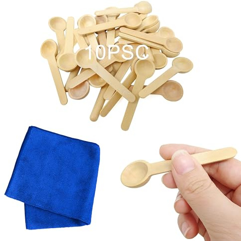 CZNBZIU 10 Pièces Mini Cuillère En Bois Petite Cuillère À Sel Cuillère À Épices En Bois Petites Cuillères En Bois Cuisine Ronde Pour Sucre Crème Glacée Café Thé Cuisson Condiment