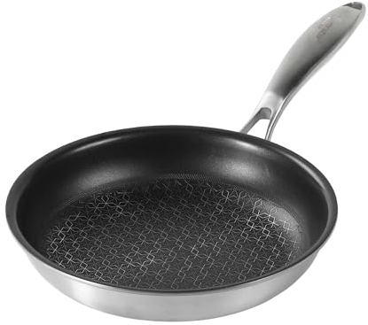 Silverstar Edelstahlpfanne 20 cm Wabenstruktur Sterne Kratzfeste Antihaft Pfanne Induktion, Wabenpfanne aus Edelstahl Mehrschichtmaterial Bratpfanne für alle Herdarten, Backofen, Spülmaschine geeignet