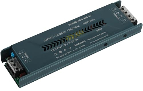 JOYELEC Transformador de conmutación LED delgado para ingeniería doméstica 33.3A 12V 400W entrada transformador driver AC220V a salida DC12V adecuado para tiras de luces LED de bajo voltaje