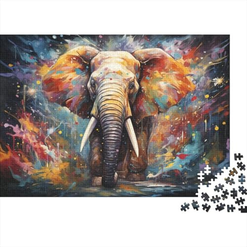 Puzzle für Erwachsene, 1000 Teile, buntes Elefanten-Kunstpuzzle für Erwachsene, Holzpuzzle, Lernspiele, Heimdekorationspuzzle. 50 x 75 cm