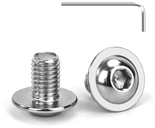 Tunejoy Linsenkopfschrauben mit Flansch M8 x 12 mm Linsenkopfschraube Innensechskant Edelstahl A2 V2A Flanschschrauben Vollgewinde mit Inbusschlüssel 20 Stück