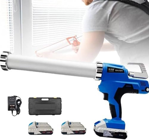 Electric Caulk Gun,Battery Operated Caulking Gun,Hand-Held Rechargeable Glue Gun,Cordless Caulking Gun,with 2 Rechargeable Lithium Battery & Charger,for Filling, Sealing