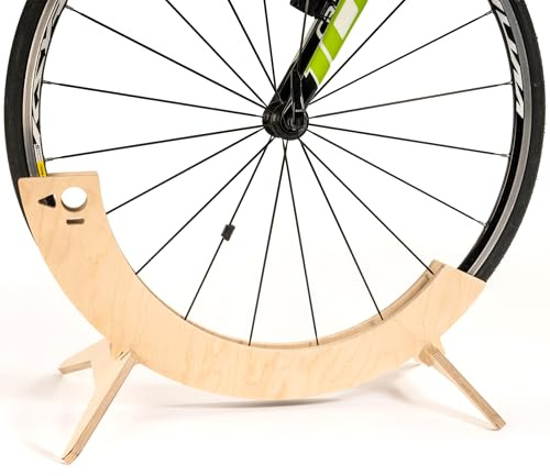Tori Cykelhållare, justerbar, fristående cykelhållare av trä, för hjul med en tjocklek på 2,7 cm till 9,6 cm, för racercykel, väg, mountainbike, horisontell eller vertikal cykel, perfekt för hem,