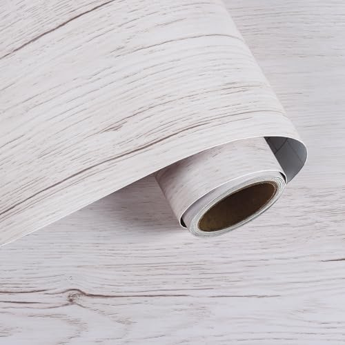 VaryPaper Papel Pintado Imitacion Madera Gris Blanco Vintage 40cmx200cm Vinilo Efecto Madera Mate Papel Adhesivo para Muebles Vinilicos para Puertas Encimera Cocina Armario Forro para Estantes