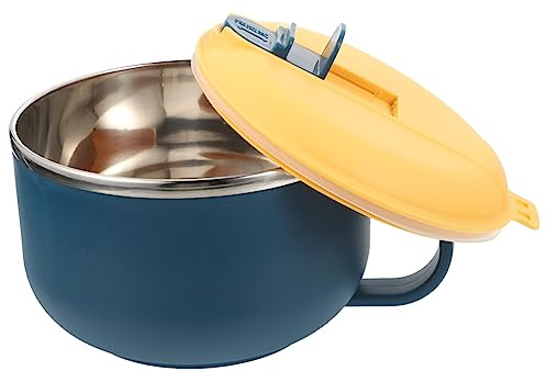 Cabilock Bol à Nouilles En Acier Inoxydable Avec Couvercle Étanche Grand Modèle Bol à Soupe Résistant Chaleur Pour Repas à Emporter Couleur Bleu Foncé