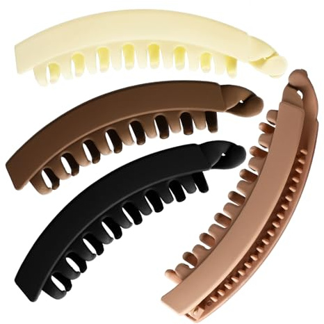 Healeved 4stücke Bananen-haarspangen Für Dickes Haar Haarklammern Haarkrallen Zopfhalter Für Damen Haarstyling-clips Längliche Haarspangen in Verschiedenen Farben