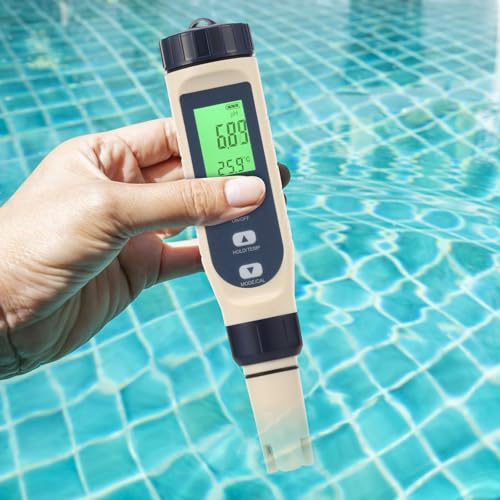 Digitales PH Messgerät Wasser PH Messgerät Wasser, PH/TDS/EC/Salzgehalt/Thermometer 5 in 1 pH und EC Messgerät Grow PPM und pH Messgerät für Wasser Hydrokultur Nährstoffe, Messen von Leitfähigkeit DWC