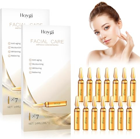 2PCS Fiale di Acido ialuronico 7x2ml, Fiale per la cura del viso, Fiale con effetto lifting immediato, con Centella e Niacinamide, Fiale di Idratante, cura del giorno per uomo e donna