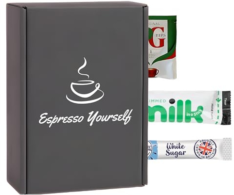 120 Pack Hot Drink Bundle – 30 English Breakfast Style Black Tea Bags Individually Wrapped, 30 Semi Skimmed UHT Milk Sachets, 60 White Sugar Sticks – Longlife Milk Portions, Granulated Sugar Sachets