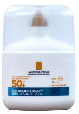 La Roche-Posay Sérum solar Anthelios UVAIR SPF50+ de La Roche-Posay, con ácido hialurónico, niacinamida y vitamina E, para todo tipo de pieles, 50 ml