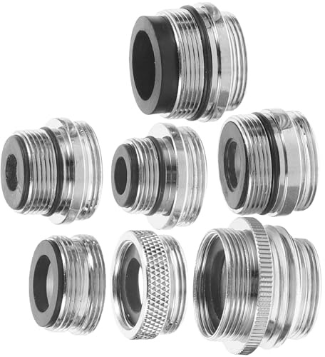 Alipis Kit de 7 Adaptateurs Robinet en Cuivre Argenté pour Évier et Jardin, Raccords Mâles et Femelles Portables pour Tuyau D'arrosage et Robinet Cuisine
