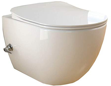 Creavit FE322.05 Dusch-WC, Warm- und Kaltwasser, Softclose, Weiß | 2-in-1-Keramik mit integrierter Einhebelmischung, Reinigungsdüse und schlankem, gedämpft schließendem Sitz