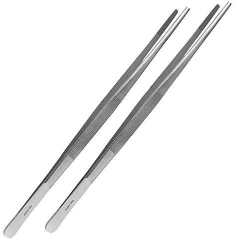 May 2er Set Kochpinzette 30 cm lang - Küchenpinzette - Grillpinzette - Grillzange - Edelstahl
