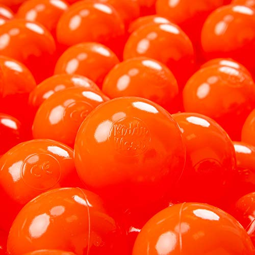 KiddyMoon 50 Ø 7 cm barnbollar lekbollar för bollbad baby enfärgad plastbollar tillverkad i EU, orange