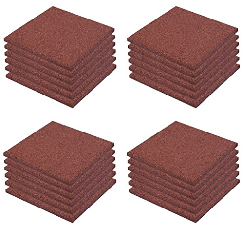 vidaXL 24x Fallschutzmatte Gummi 50x50x3 cm Rot Matte Gummimatte Spielplatz