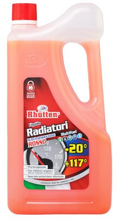 Liquido Radiatori Permanente, Colore Rosso, Protezione Alluminio, Antigelo fino -20°C, Additivi Organici, 2L