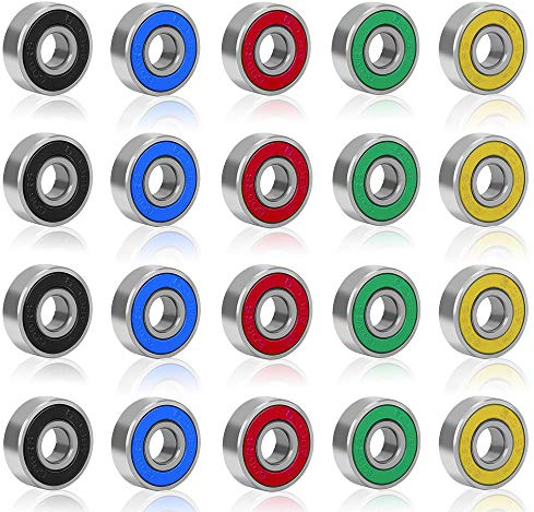 Rybtd 20Pz Senza attrito Ball Bearings Colore ABEC-9 608 2RS Cuscinetto a sfere per Skateboard Pattini a quattro ruote Ruote