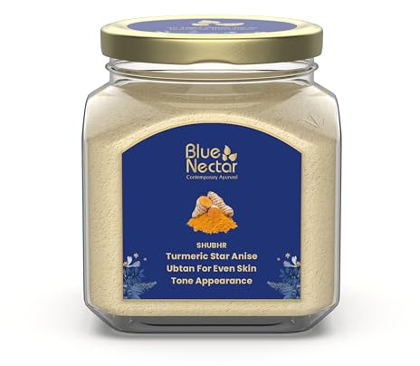Blue Nectar Kurkuma-Ubtan-Pulver für strahlende Haut | Ayurvedische Ubtan-Gesichtsmaske zur Hautaufhellung | Bräunungsentfernungs-Gesichtsmaske für Frauen und Männer mit Multani-Mitti-Pulver | (115g)