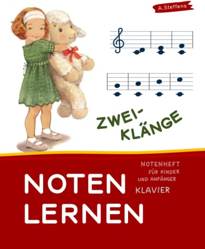 Notenheft. Noten lernen für Kinder und Anfänger. Klavier. Zweiklänge.