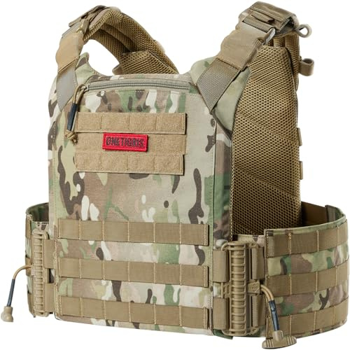 OneTigris Airsoft Vest - FYR Tactical Molle Quick-release Plate Carrier Lightweight Military 500D Nylon for Airsoft Games CS Outdoor Training Games, Camo