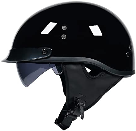 ACLFFSHOP Halbschalenhelm mit ECE, Jethelm Retro mit Sonnenblende, Chopper Helm Roller Helm Offenem Helm, Street Moped Halbhelme, mit Herausnehmbarem und Waschbarem Futter M~XXL