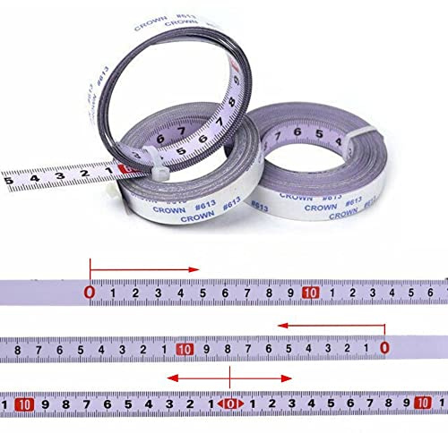 3 Rolls Self Adhesive Tape Measure Metric Scale Miter Track Tape Steel Workbench Ruler Adhesive Backed Sticky Measuring Tape for T-Track Router Table Band Saw Woodworking Tool (3 Mtr)