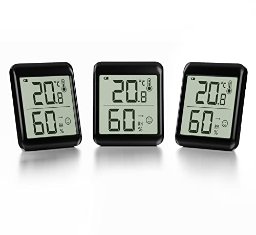 HOMVILLA 3 Pezzi Termometro Igrometro Digitale per Interni Mini Termoigrometro Indicatore Sorridente Termoigrometro di Misurazione per Temperatura e Umidità della Casa Misura Ambiente Casa