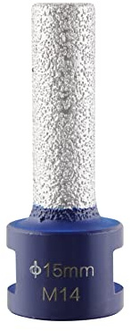 KATSU Diamond Finger Bit 15mm M14 Thread Vacuum Brazed Diamond Milling Reamer Bit for Enlarging and Shaping or Round Bevel Existing Holes in Porcelain Hard Ceramic Granite and Marble