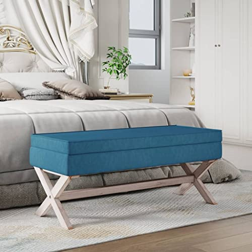ZQQLVOO Couch hocker Badhocker mit Stauraum Bettbank Hocker mit Stauraum Flur Möbel Hocker mit Stauraum Blau 110x45x49 cm Samt