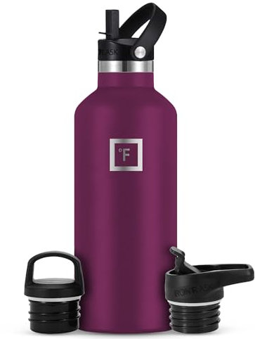 IRON °FLASK Camping & Hiking Hydration Flask with Straw, BPA-Free Insulated Stainless Steel Sports Water Bottle - 32 oz Burgundy