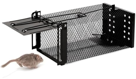 Trappola per topi vivi, XXL, di alta qualità, altamente sensibile, adatta per la cucina, il giardino, il magazzino (Nero)