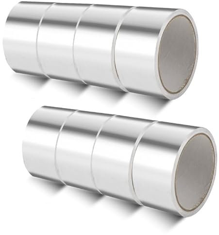 GBACHOOSE 8 Rolls Aluminium Foil Tape, 50mm x 10m Silver Self-Adhesive Insulation Tape, Heavy Duty Aluminium Tape for Insulating, HVAC Repair, Sealing Ducts, Pipework