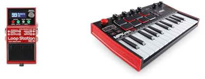 BOSS RC-5 Loop Station – moderner, kompakter Looper mit erstklassiger Soundqualität & AKAI Professional MPK Mini Play MK3 - MIDI Keyboard Controller mit eingebautem Lautsprecher
