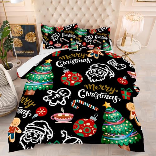 Bettdecke 140X200 Weihnachtsmuster Bettdecken 200Gsm,Dünne Und Leichte Duvet,4 Jahreszeiten Bettdecken,Weiche Mikrofaser Bettdecke Mit 2 Kissenbezüge,Warm Steppbettdecke Für Allergiker