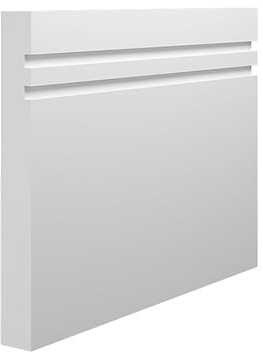 Grooved 2 Square MDF Skirting Board - 120mm x 18mm x 4200mm, White Primed (Pack of 4)