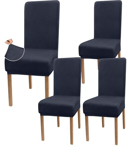 Granbest Velvet Super Stretch Dining Chair Covers, Luxury Parson Chair Slipcover for Dining Room, Washable Armless Chair Protectors for Kids and Pets (Set of 4, Velvet Charcoal Gray)