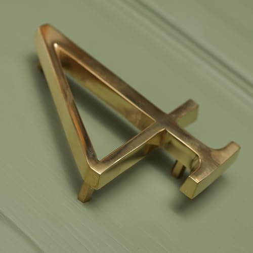 Polished Brass Floatinig House Number | 5 inch Modern Door Sign Numbers Signs Plaques | Street Home Address Numerals