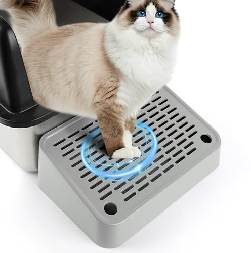 Bartuke Rampa per lettiere per gatto, gradini per gatti rialzati, pedale per filtri per lettiere per gattini anziani, lettiera automatica per gatti autopulente (Grigio chiaro)
