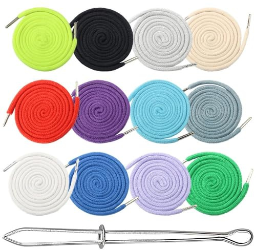 Kordel für Hoodie Kordel für Jogginghose 130cm x 6mm Kordelzug mit Metallenden, Kordelzug Band für Hoodie Bunt Schnur für Jogginghose BandErsatz Kordelband für Hosenbänder Hosenbund, mit Durchziehnade