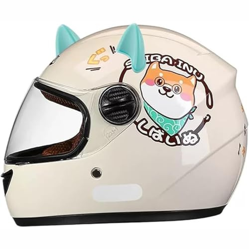 Casco Integral De Moto para Niños, Casco Scooter Homologado ECE con Visera Solar Y Bufanda Extraíble, Casco Scooter para Niños Y Niñas De 3 A 12 Años 6,48-55CM