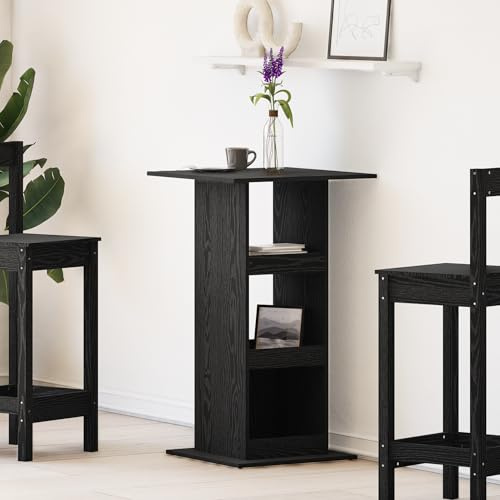 Teenpull Bartisch mit Stauraum Schwarz Eiche, 60x60x102 cm, Holzwerkstoff, rechteckiger Stehtisch für Esszimmer, Küche, modernes Design