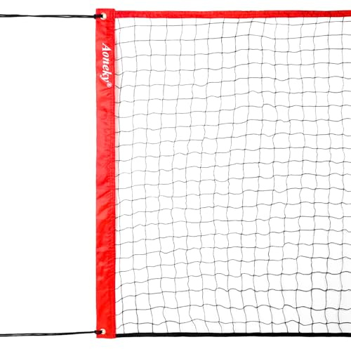 Aoneky Bärbart Pickleballnät - 6,4 x 0,9 M, Ersättande Sportnät för Pickleball Volleyboll Tennis Badminton, Utomhus Spel för Vuxna Barn, Användning Inomhus Utomhus Bakgård Domstol, Röd, utan Stativ