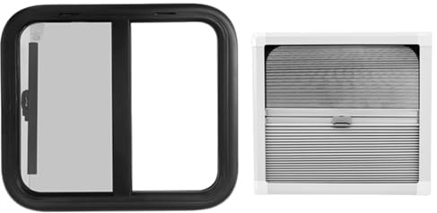WIGING Caravan Side Window, Sliding Window with Black Out Pleated Blinds for Campers Trailers Construction Vehicles, Window Opening Direction: Left Opening((WxH) 50x45cm)