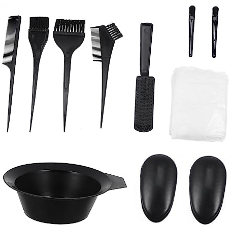 LIFKOME 11 pièces Set Brosse et Bol pour Teinture des Cheveux Kit Accessoires de Coloration avec Peigne et Pince à Cheveux Brosse Flexible pour Application et Précise Outils pour Salon et