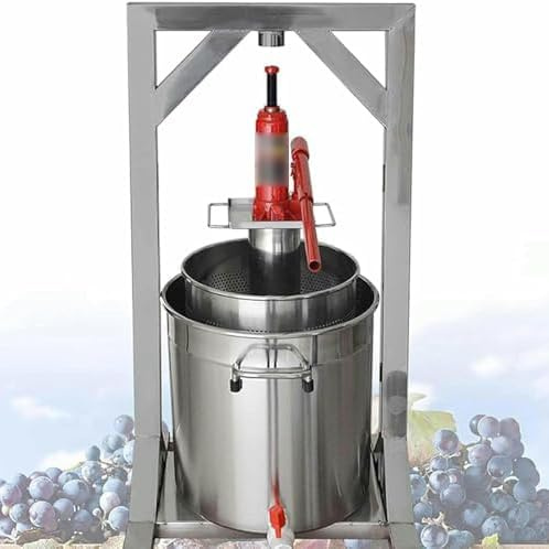 Prensa de frutas resistente para una extracción eficiente de jugos, ideal para vinificación casera y sidra