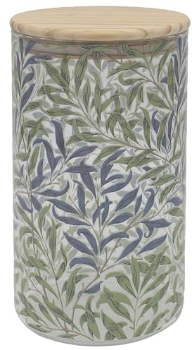 The Leonardo Collection William Morris Willow Bough Glass Canister For Home & Kitchen | Storage Containers & Kitchen Organizers For Gift | Ideal Storage Jars For Biscuits Honey Green Tea