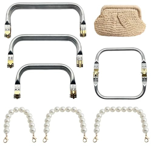 3 Clip in Alluminio Cloud Bag E 3 Catene di Perle per Borsa Corta, Accessori Fatti A Mano Fai da Te, Materiali per La Produzione di Borse, Telaio per Borsa con Manico all'Uncinetto.