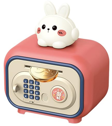 Geldsafe | Automatischer Geldautomat mit Passwort und Fingerabdruck | Spielerische Bank für Weihnachten und Haus, 4-10 Jahre, Mädchen u